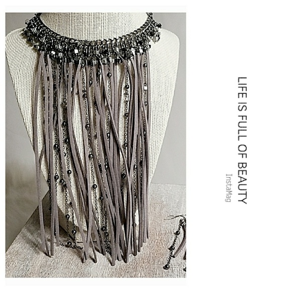 Jewelry - Hematite Grey Sueded Choker/Earring Set